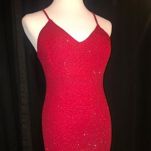 Red Sparkly Mini Dress